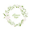 Wedding floral invite cards design with vector watercolor style deferent leaves. logotype