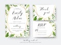 Wedding floral invite, invitation, rsvp, thank you card template