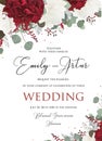 Wedding floral invite, invitation save the date card design with Royalty Free Stock Photo