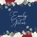 Wedding floral invite, invitation save the date card design with