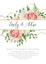 Wedding floral invite, invtation card design. Watercolor style b