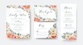 Wedding floral invite, thank you, rsvp menu card design with gar Royalty Free Stock Photo