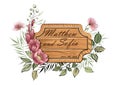 Wedding floral invite, wooden plate vintage, invtation card design.