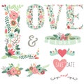 Wedding Floral Love Design Elements Royalty Free Stock Photo
