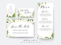 Wedding floral save the date, menu, place card & label template Royalty Free Stock Photo