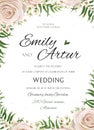 Wedding floral watercolor style invite, inviration, save the dat Royalty Free Stock Photo
