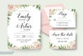 Wedding floral watercolor style invite, rsvp save the date thank