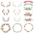 Wedding Flower Antlers Set Royalty Free Stock Photo