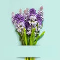 Wedding Flower Bouquet Decoration on Blue Background with Ribbo Royalty Free Stock Photo