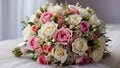 Wedding flower bouquet of roses, Birthday, Mothers day, Womens day, Valentines day greeting card