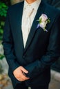 Wedding flower boutonniere groom Royalty Free Stock Photo