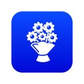 Wedding flower bucket icon blue vector Royalty Free Stock Photo