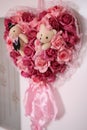 Wedding flowers bouquet with two bear dolls Royalty Free Stock Photo