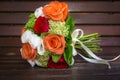 Wedding flowers bridal bouquet in closeup, selective focus Royalty Free Stock Photo
