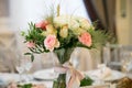Wedding flowers bridal bouquet. Romantic blooming decor, decoration banquet.