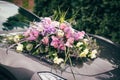 Wedding flowers bride car Royalty Free Stock Photo