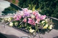 Wedding flowers bride car Royalty Free Stock Photo
