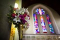 Wedding flowers in Church. Close up Royalty Free Stock Photo