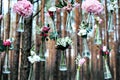 Wedding flowers decoration arch in the forest. The idea of a wedding flower decoration. Royalty Free Stock Photo