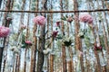 Wedding flowers decoration arch in the forest. The idea of a wedding flower decoration. Royalty Free Stock Photo