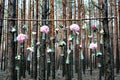 Wedding flowers decoration arch in the forest. The idea of a wedding flower decoration. Royalty Free Stock Photo