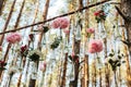 Wedding flowers decoration arch in the forest. The idea of a wedding flower decoration. Royalty Free Stock Photo