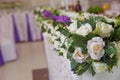 Wedding flowers decoration in the restaurant . Background of Beautiful decor wedding ceremony