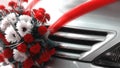 Wedding flowers decorations on a car Royalty Free Stock Photo