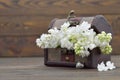 Wedding flowers in wooden vintage chest Royalty Free Stock Photo