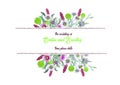 Wedding frame of wild flowers. Waterclor. Flower arrangement. Greeting card template design. Invitation background.