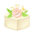 Wedding Gift Box with Floral Decor on Top Closeup Vector Illustration Royalty Free Stock Photo