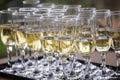 Wedding glasses with champagne, ready to be served