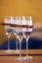 The wedding glasses decorated with a bow Royalty Free Stock Photo