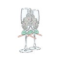 Wedding glasses and flowers. Vector illustration for a postcard or a poster. Celebration. Royalty Free Stock Photo