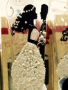 Wedding glasses with the image of the bride and groom Royalty Free Stock Photo