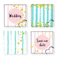 Wedding glitter confetti on stripes, invitation set