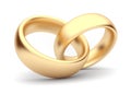 Wedding gold rings 3d. Isolated. Symbol of love Royalty Free Stock Photo