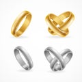 Wedding Gold and Silver Ring Set. Vector