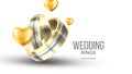 Wedding Golden With Platinum Rings Banner Vector