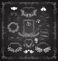 Wedding graphic set with wreaths and ribbons Royalty Free Stock Photo