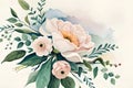 Wedding greenery bouquet. Watercolor illustration with beautiful flowers Royalty Free Stock Photo