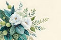 Wedding greenery bouquet. Watercolor illustration with beautiful flowers Royalty Free Stock Photo