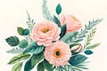 Wedding greenery bouquet. Watercolor illustration with beautiful flowers Royalty Free Stock Photo