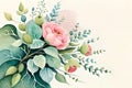 Wedding greenery bouquet. Watercolor illustration with beautiful flowers Royalty Free Stock Photo