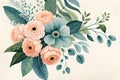 Wedding greenery bouquet. Watercolor illustration with beautiful flowers Royalty Free Stock Photo