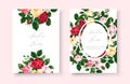 Wedding greenery floral invitation card with red pink yellow roses Royalty Free Stock Photo