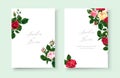 Wedding greenery floral invitation card with red pink yellow roses Royalty Free Stock Photo