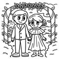 Wedding Groom And Bride Coloring Page for Kids Royalty Free Stock Photo