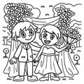 Wedding Groom And Bride Coloring Page for Kids Royalty Free Stock Photo