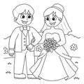 Wedding Groom And Bride Coloring Page for Kids Royalty Free Stock Photo